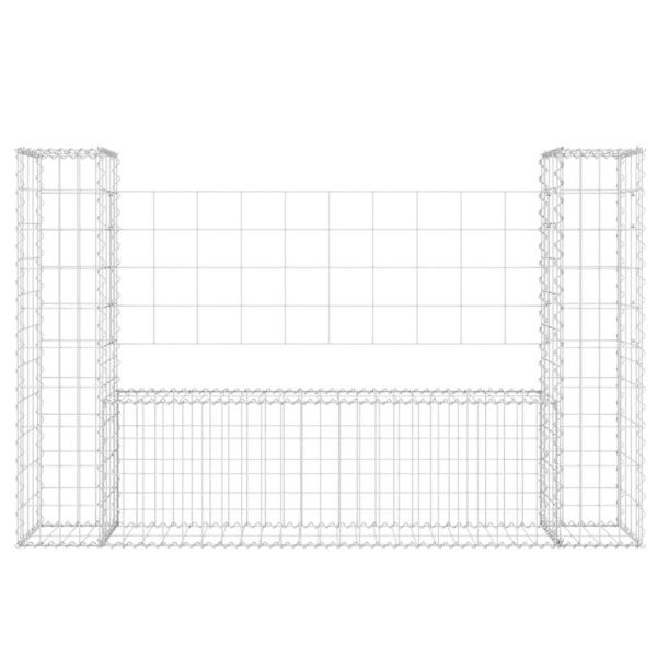 U-образна габионна кошница с 2 стълба, желязо, 140x20x100 см