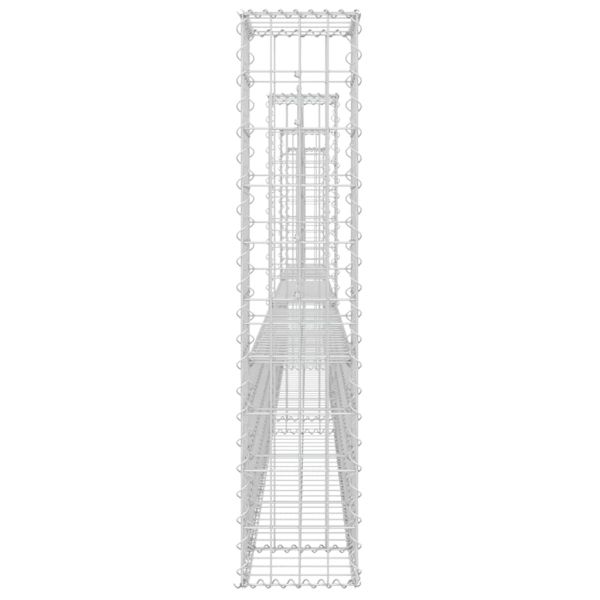 U-образна габионна кошница с 4 стълба, желязо, 380x20x100 см