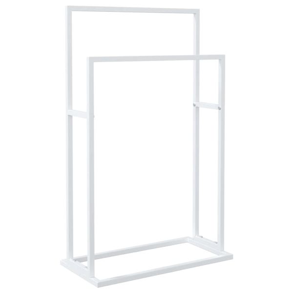 Свободностояща поставка за кърпи, бяла, 48x24x78,5 см, желязо
