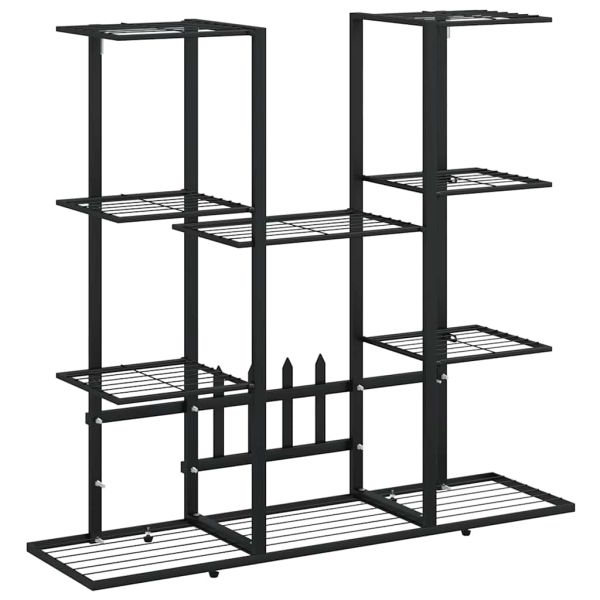 Стойка за цветя, 94,5x25x89 см, черна, желязо