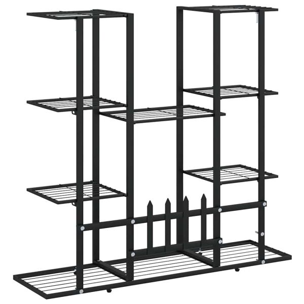 Стойка за цветя, 94,5x25x89 см, черна, желязо