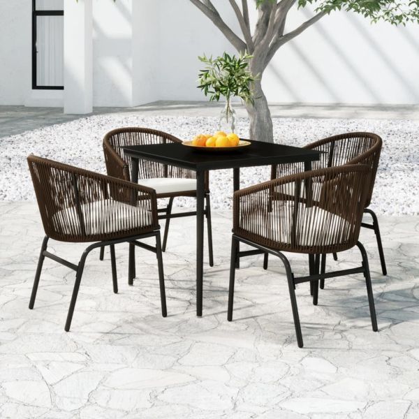 Градински трапезен комплект, 5 части, кафяв