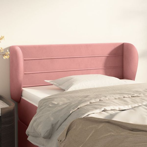Горна табла за легло, розова, 103x23x78/88 см, кадифе
