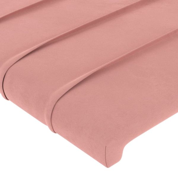 Горна табла за легло, розова, 183x16x78/88 см, кадифе