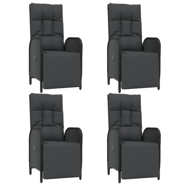 Градински трапезен комплект възглавници 5 части черен полиратан