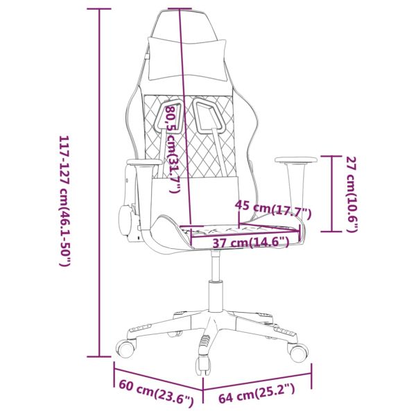 Гейминг стол, черно и златисто, изкуствена кожа