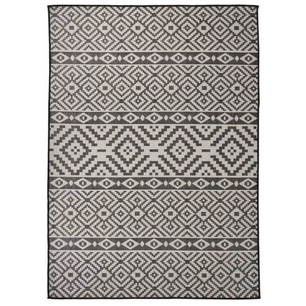 Градински плоскотъкан килим, 200x280 см, черни шевици