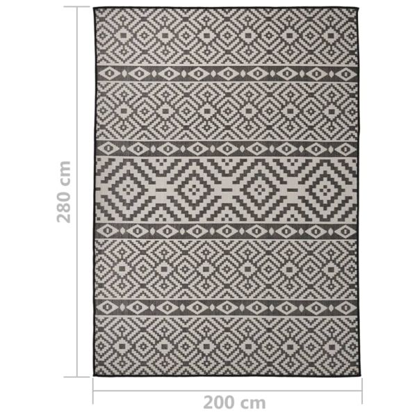 Градински плоскотъкан килим, 200x280 см, черни шевици