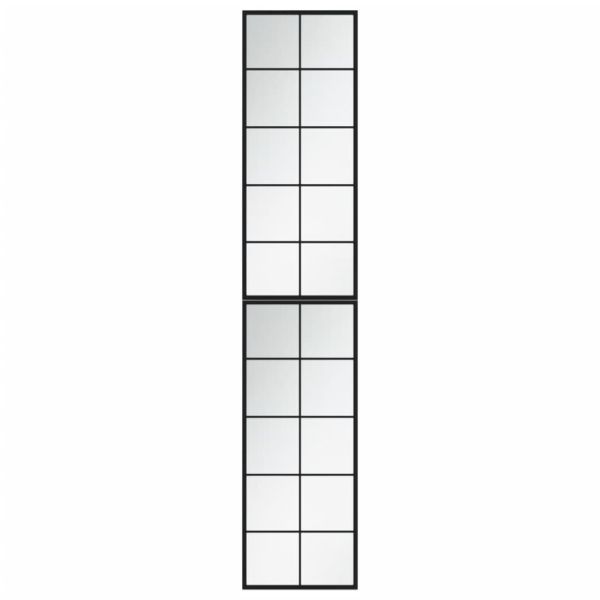 Стенни огледала, 2 бр, черни, 100x40 см, метал