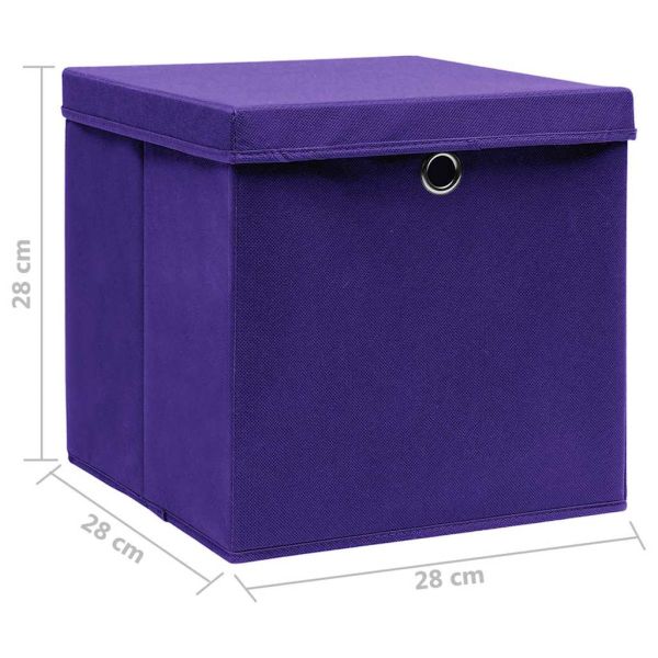 Кутии за съхранение с капаци 10 бр 28x28x28 см лилави