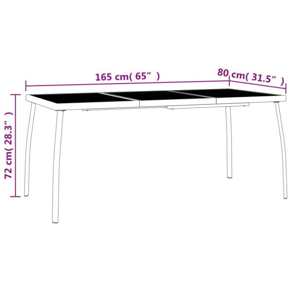 Градинска маса антрацит 165x80x72 cм стомана мрежа