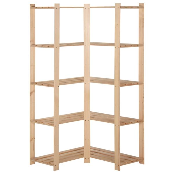 5-етажен ъглов стелаж, 82,5x82,5x170 см, бор масив