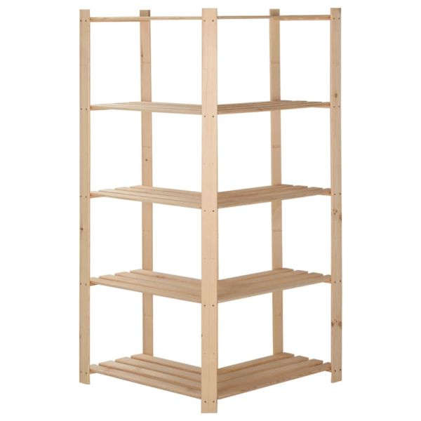 5-етажен ъглов стелаж, 82,5x82,5x170 см, бор масив