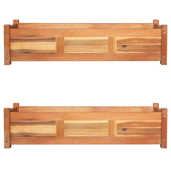 Градински повдигнати лехи, 2 бр, акациево дърво, 100x30x25 см