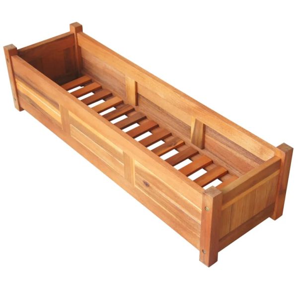 Градински повдигнати лехи, 2 бр, акациево дърво, 100x30x25 см