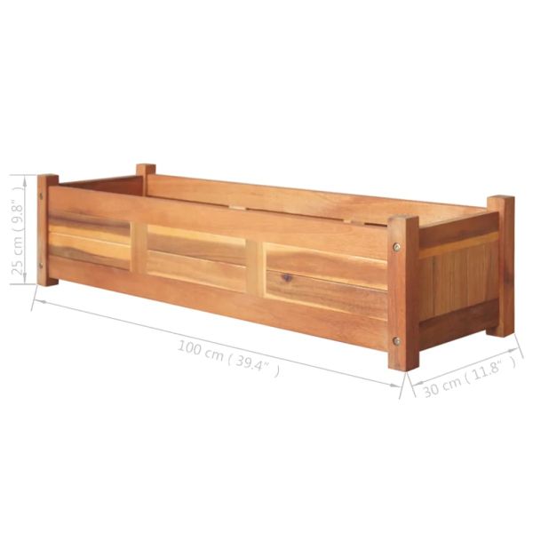 Градински повдигнати лехи, 2 бр, акациево дърво, 100x30x25 см