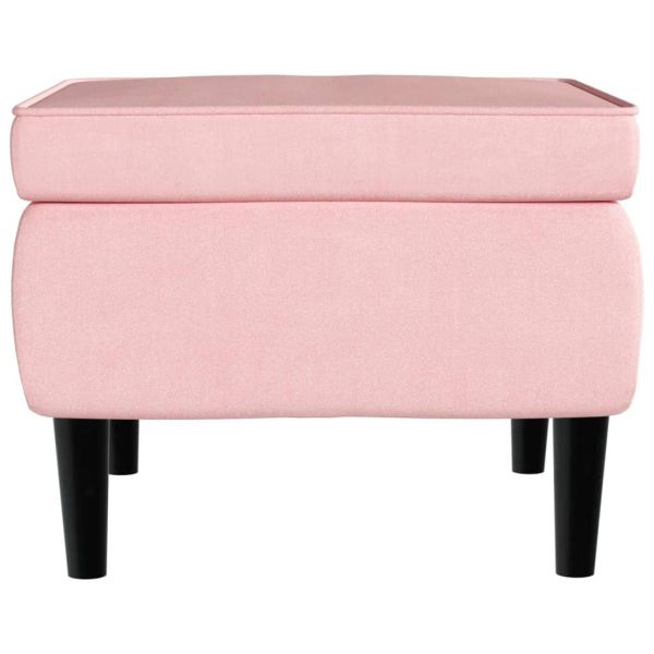 Фотьойл Wingback с табуретка, розова, кадифе