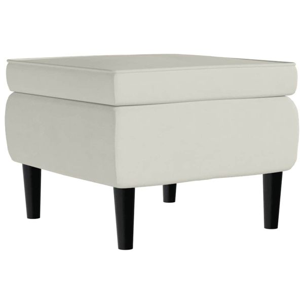 Фотьойл Wingback с табуретка, кремав, кадифе