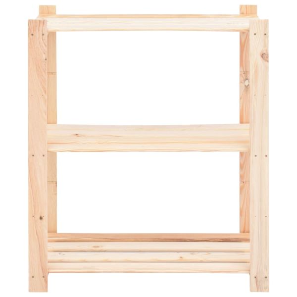 3-етажни стелажи, 10 бр, 80x38x90 см, бор масив, 150 кг