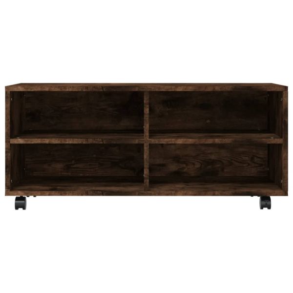 ТВ шкаф на колелца, опушен дъб, 90x35x35 см, инженерно дърво