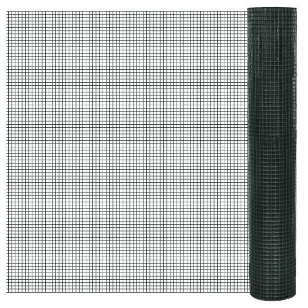 Кокошкарска мрежа, поцинкована с PVC покритие, 25x1 м, зелена