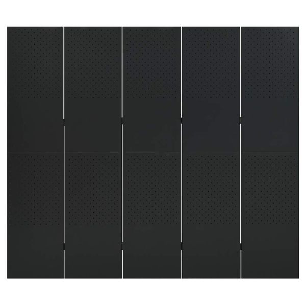 5-панелни паравани за стая, 2 бр, черни, 200x180 см, стомана