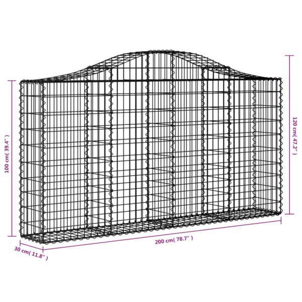 Габионни кошници арка 4 бр 200x30x100/120 см поцинковано желязо