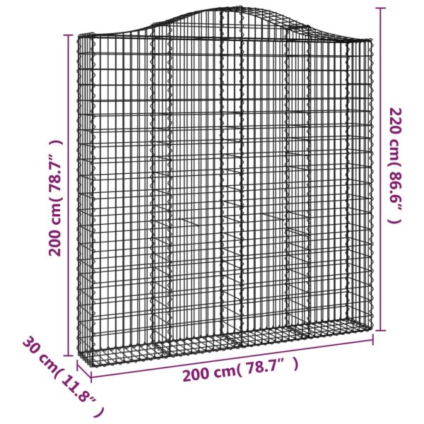 Габионни кошници арка 2 бр 200x30x200/220 см поцинковано желязо