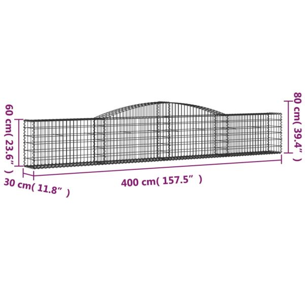 Габионни кошници арка 6 бр 400x30x60/80 см поцинковано желязо