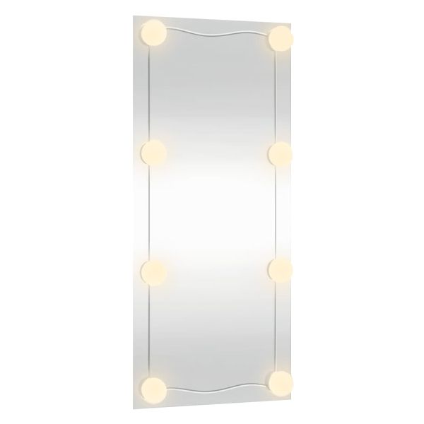 Стенно огледало с LED лампи 30x80 см стъкло правоъгълно