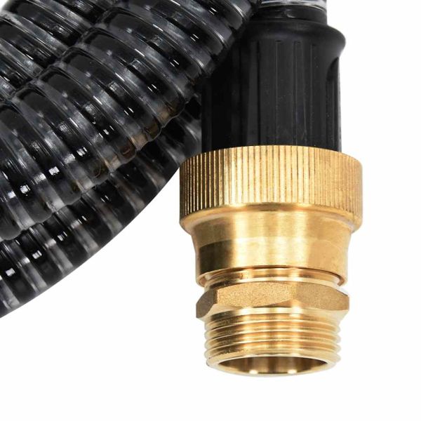 Смукателен маркуч с месингови съединители черен 1,1" 25 м PVC