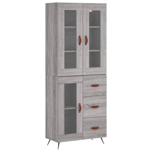 Висок шкаф, сив сонома, 69,5x34x180 см, инженерно дърво