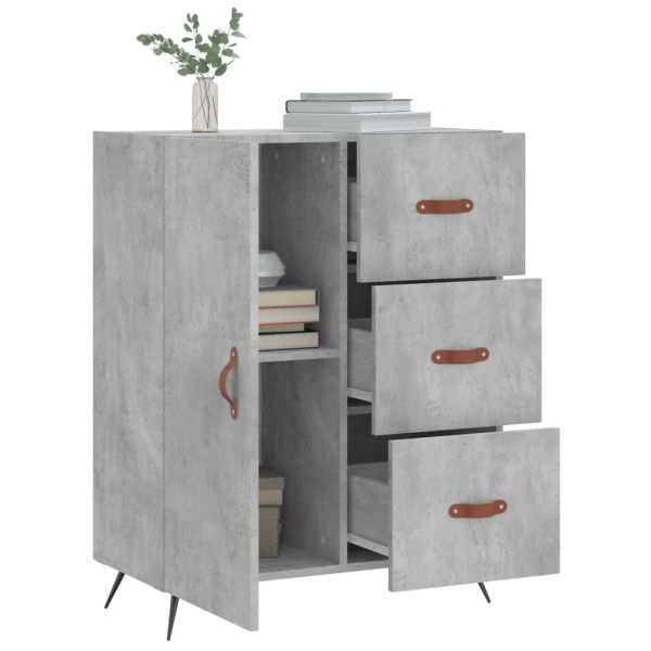 Сайдборд, бетонно сив, 69,5x34x90 см, инженерно дърво