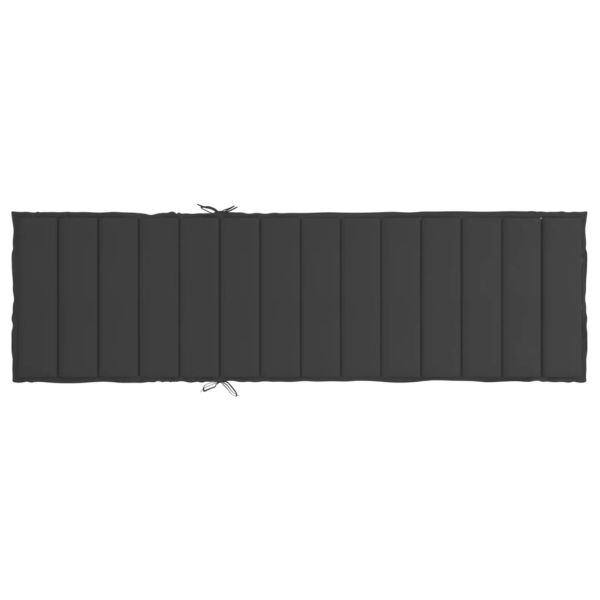 Шалте за шезлонг, черно, 200x60x3 см, Оксфорд плат