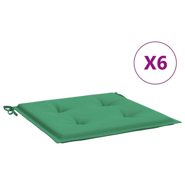 Възглавници за столове 6 бр зелени 40x40x4 см Оксфорд плат