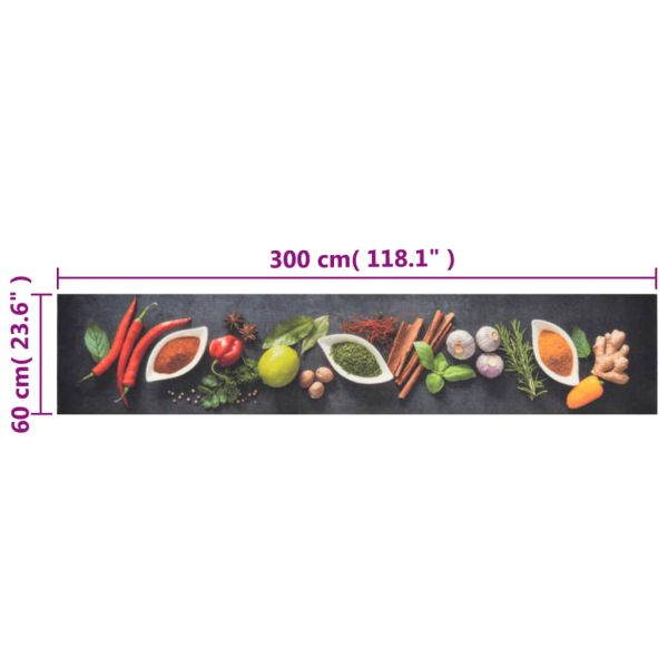 Кухненско килимче, миещо, подправки, 60x300 см, кадифе