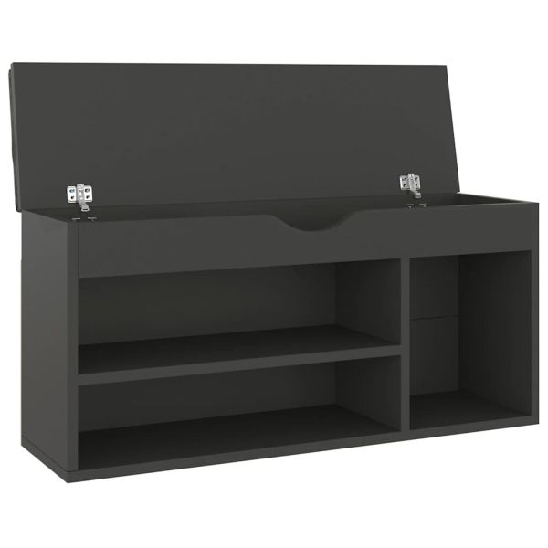 Пейка за обувки с подложка сива 104x30x49 см инженерно дърво