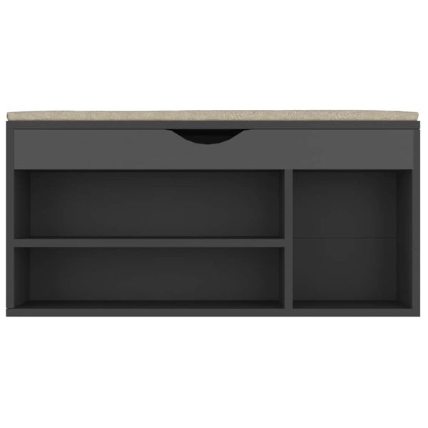 Пейка за обувки с подложка сива 104x30x49 см инженерно дърво