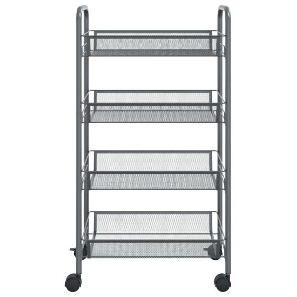 Кухненска количка на 4 нива, сива, 46x26x85 см, желязо