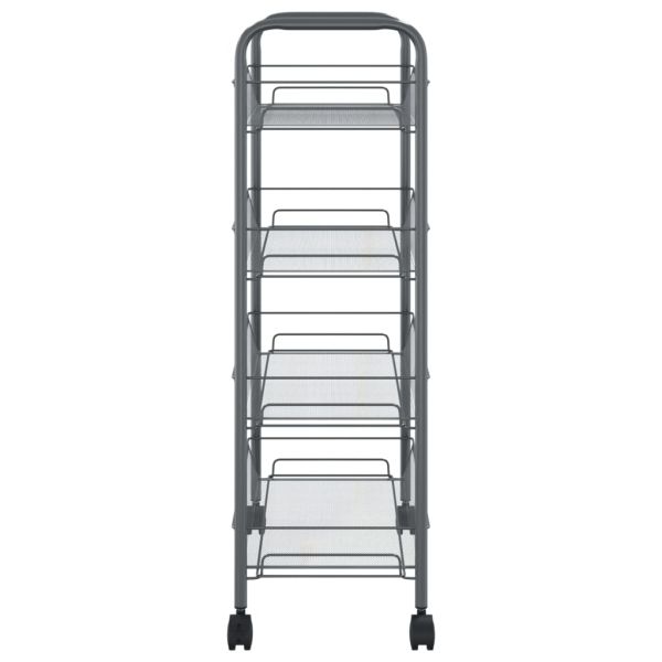 Кухненска количка на 4 нива, сива, 46x26x85 см, желязо