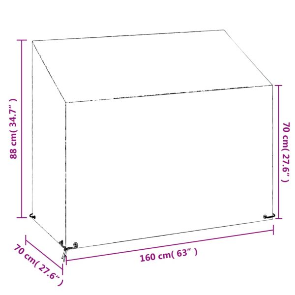 Калъф за градинска пейка 8 отвора 160x70x70/88 см полиетилен