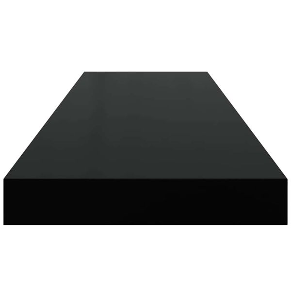 Окачени стенни рафтове, 2 бр, черни, 80x23,5x3,8 см, МДФ