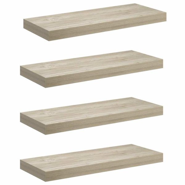 Окачени стенни рафтове, 4 бр, дъб, 60x23,5x3,8 см, МДФ