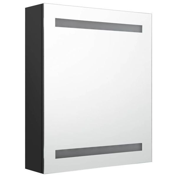 LED шкаф с огледало за баня, черно, 50x14x60 см