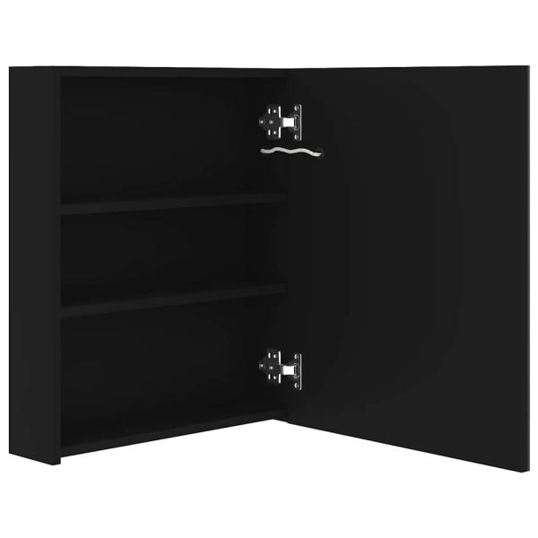 LED шкаф с огледало за баня, черно, 50x14x60 см