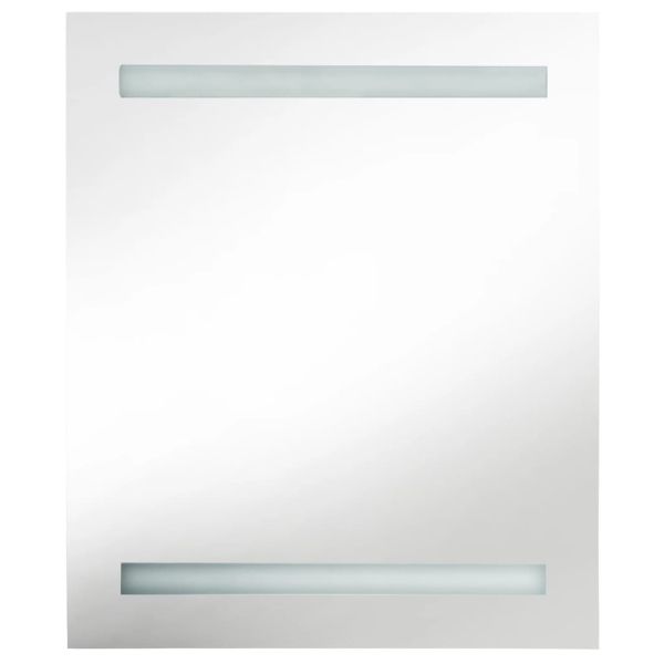 LED шкаф с огледало за баня, сив, 50x14x60 см