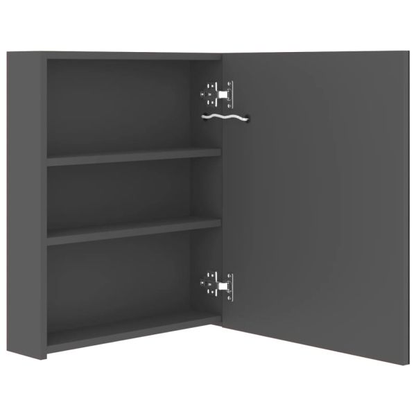 LED шкаф с огледало за баня, сив, 50x14x60 см