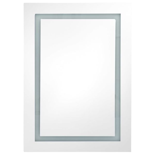 LED шкаф с огледало за баня, сияйно черно, 50x13x70 см