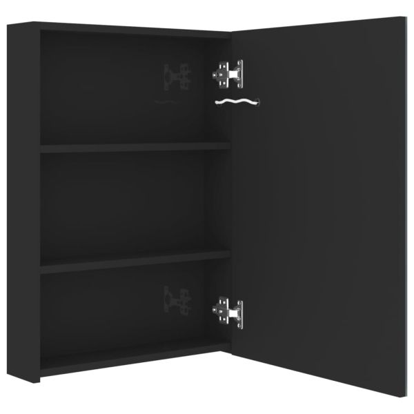LED шкаф с огледало за баня, сияйно черно, 50x13x70 см