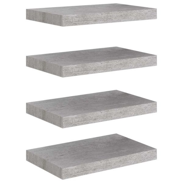 Окачени стенни рафтове, 4 бр, бетонно сиви, 40x23,5x3,8 см, МДФ